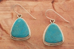 Kingman Turquoise Sterling Silver Native American Earrings